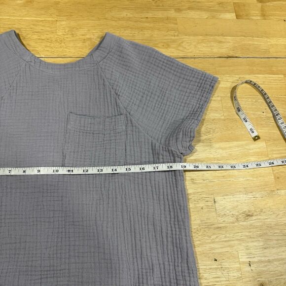 Madewell Lightspun Renwood Button-Back Top Faded Lavender Gauze Pocket Small EUC - Picture 4 of 6